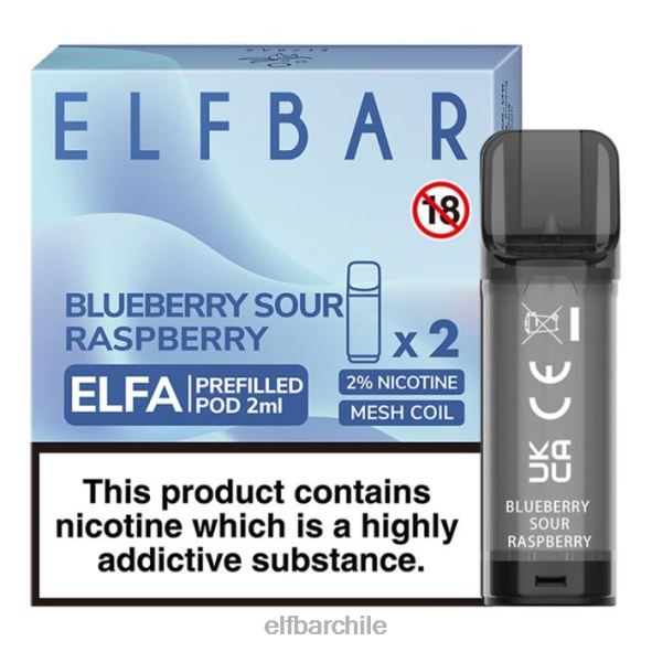 cápsula precargada elfbar elfa - 2 ml - 20 mg (paquete de 2) arándano frambuesa agria DS2DF114
