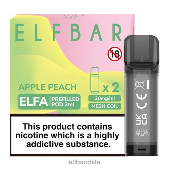 cápsula precargada elfbar elfa - 2 ml - 20 mg (paquete de 2) durazno manzana DS2DF116