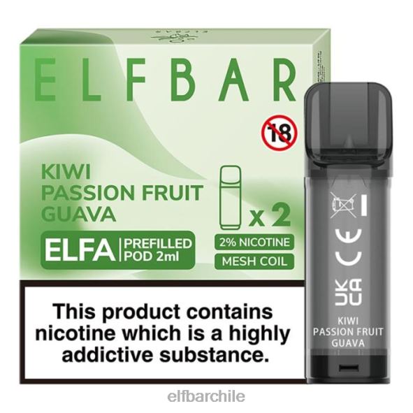 cápsula precargada elfbar elfa - 2 ml - 20 mg (paquete de 2) kiwi maracuyá guayaba DS2DF117